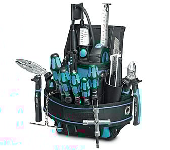 Een gedetailleerde foto van verschillende gereedschappen van Phoenix Contact. Deze toont een assortiment professioneel handgereedschap, ontworpen voor elektrische en industriële toepassingen.