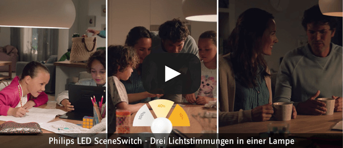 Philips LED SceneSwitch - Drei Lichtstimmungen in einer Lampe