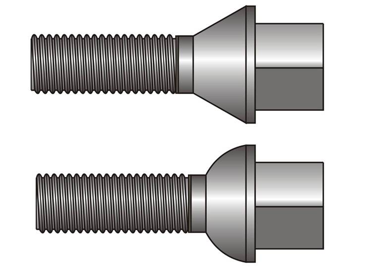 Eine Illustration von zwei Randschrauben, die sich in der Form unterscheiden
