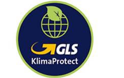 Logo der Firma GLS mit dem Hinweis KlimaProtect