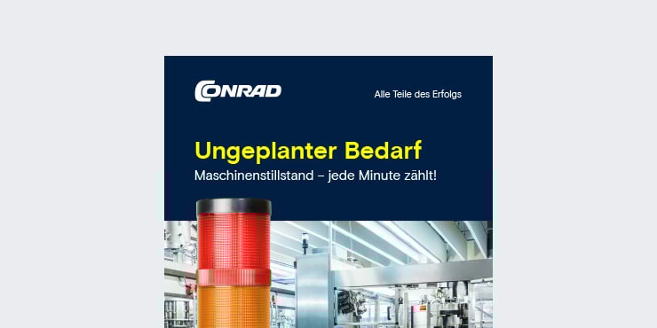 Titelseite des Flyers mit der Aufschrift Ungeplanter Bedarf Maschinenstillstand – jede Minute zählt!