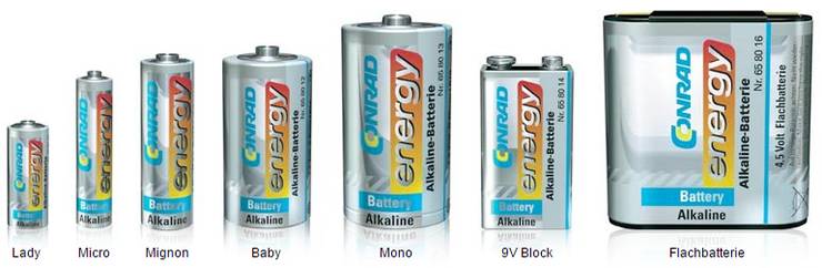 Übersicht von Batteriegrössen