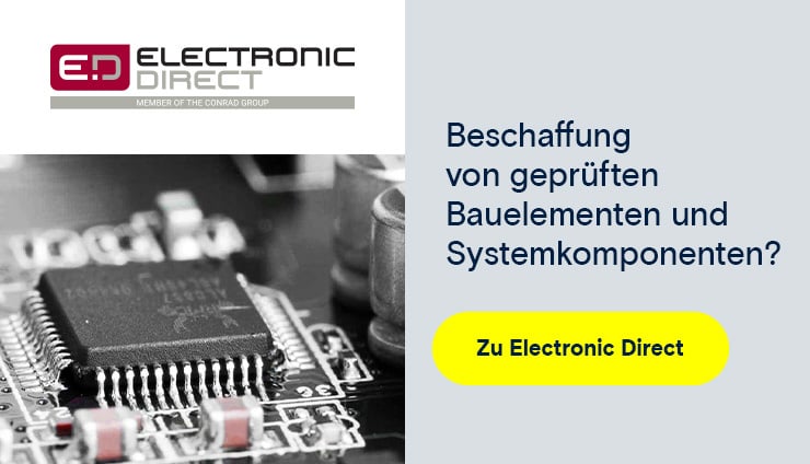 Werbebanner mit dem Logo von Electronic Direct und Button mit dem Text «Zu Electronic Direct»