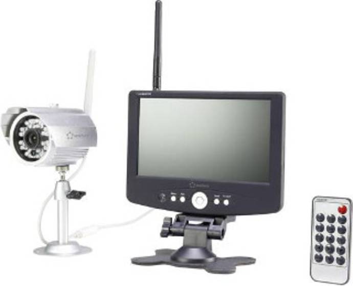 Wireless surveillance camera set with one camera