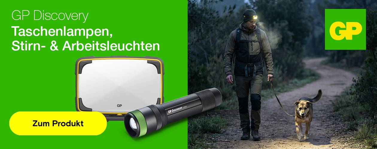 GP Battery: Taschenlampen, Stirn -& Arbeitsleuchten