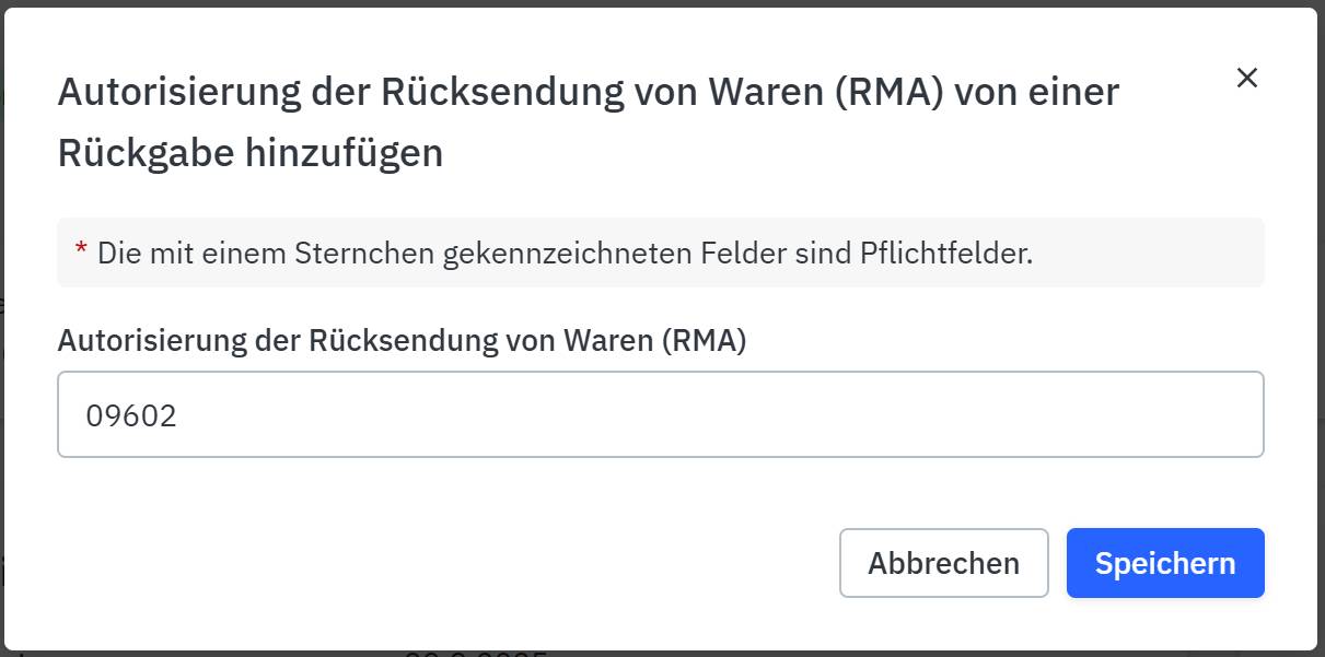 Rücksendung mit RMA Nummer