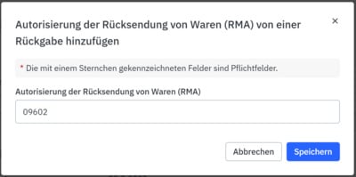 Rücksendung mit RMA Nummer