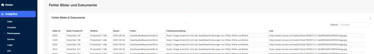 Screenshot Asset Error Reporting Seller Portal