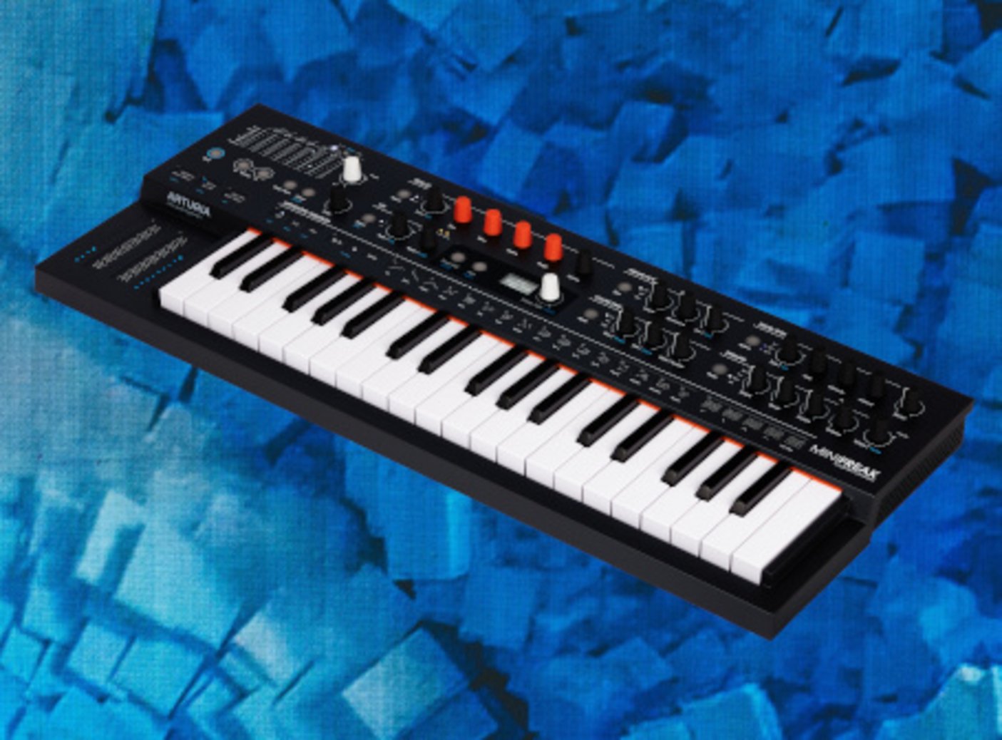 Das Bild zeigt einen schwarzen Arturia Synthesizer.