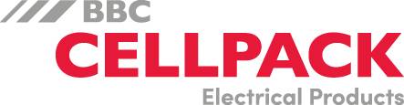 Das Logo zeigt den grauen Schriftzug „BBC“ über dem großen, roten Namen „CELLPACK“, ergänzt durch den grauen Zusatz „Electrical Products“ und drei schräge Balken links oben.