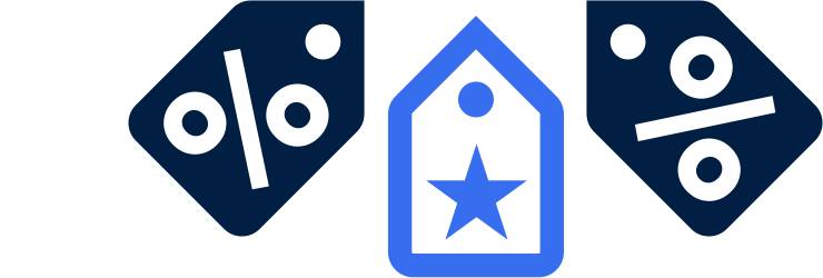 Icon mit drei Preisschilder