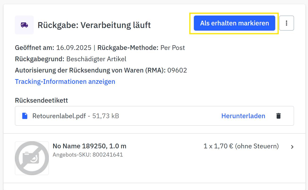 Button als erhalten markieren