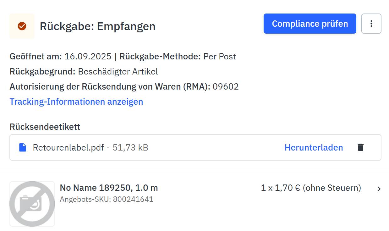 Rückgabe empfangen