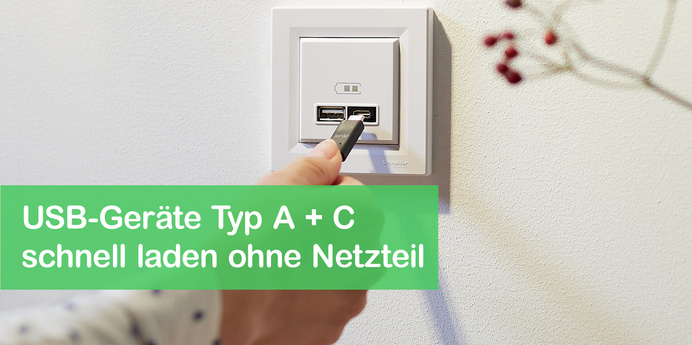 USB-Ladestation im Asfora Schalterdesign.