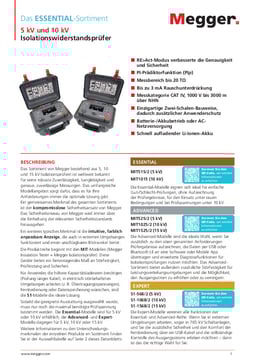 Download Datenblatt Megger Hochspannungs-Isolationsprüfgeräte der Reihe Essential