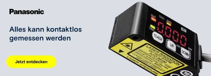 Panasonic Electronic  "Alles kann kontaktlos gemessen werden". Produktbild "Industrie-Distanzsensoren"