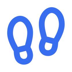 Blaues Icon von zwei Schuhabdrücken