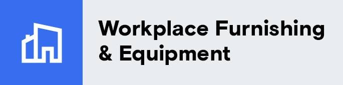 An abstract white house symbol on a light blue square.