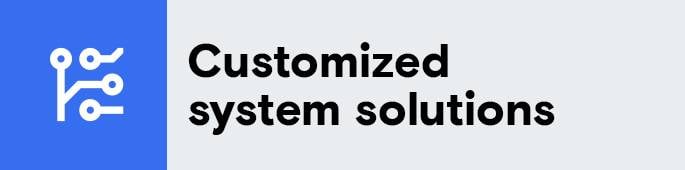 Symbol with abstract circuit board on a blue square.