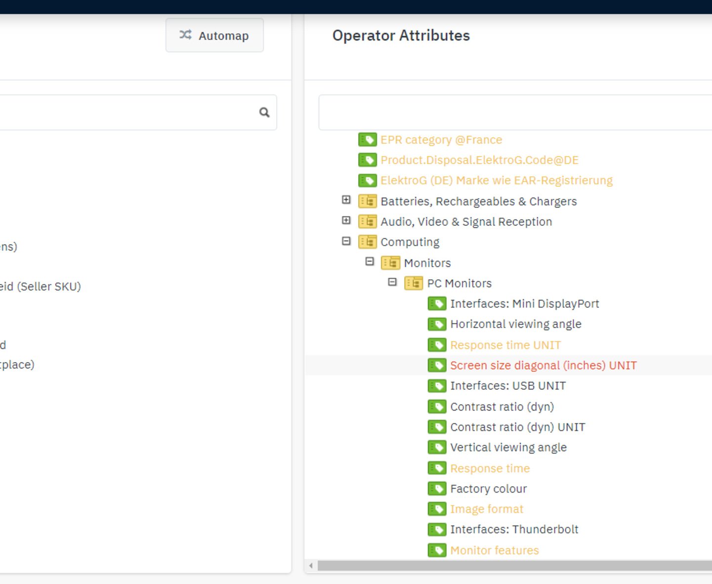 mapping operator attributes