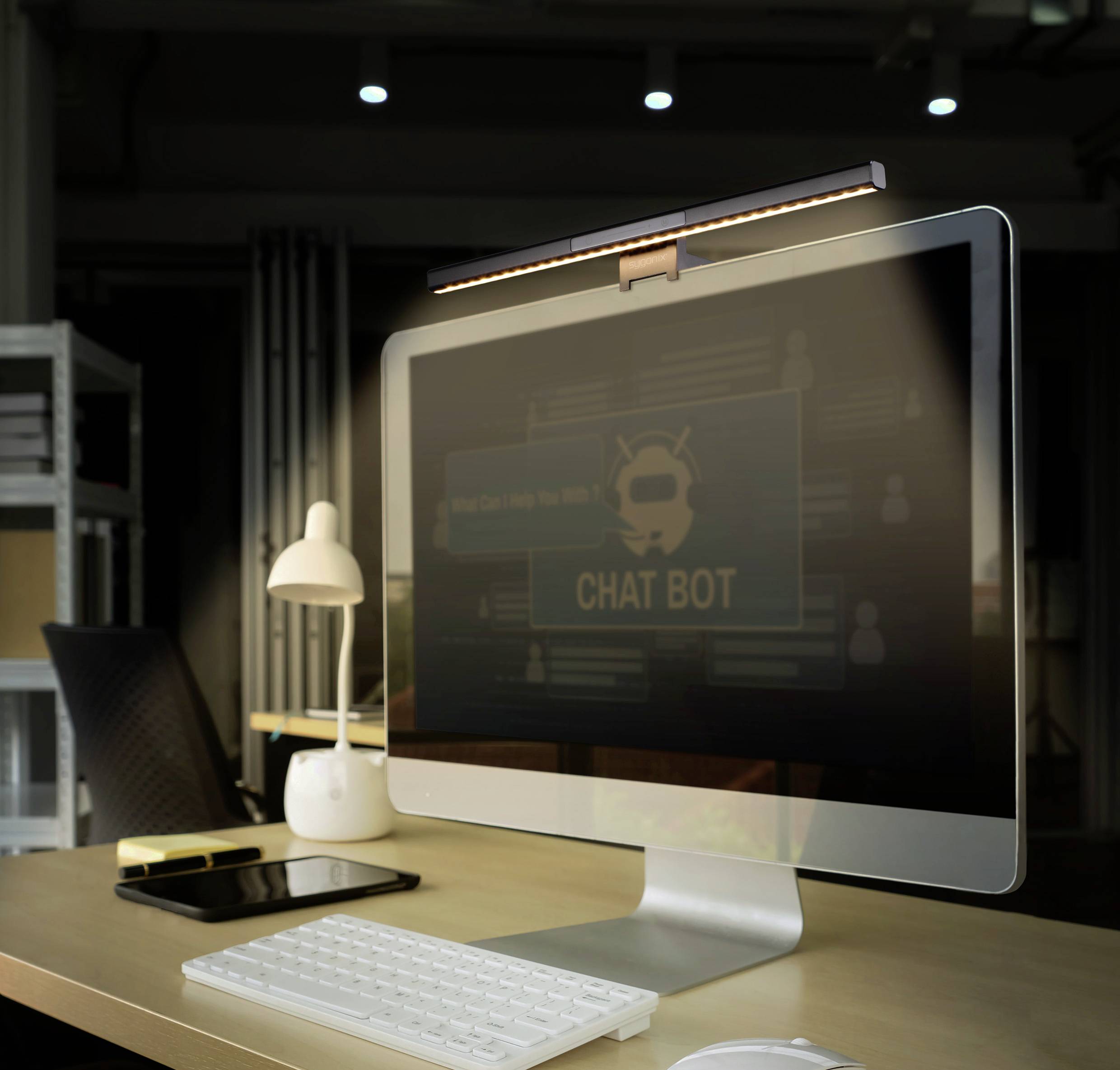 Representation d'un ordinateur avec un chatbot actif