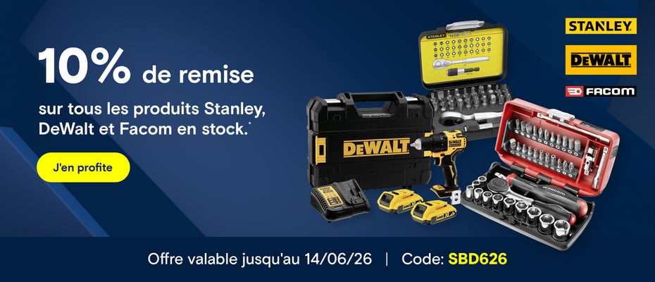 Stanley, DeWalt & Facom - 10% discount