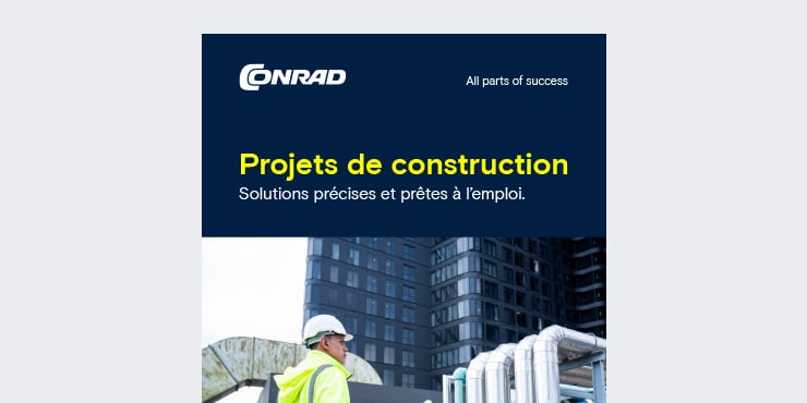 Page de titre du dépliant avec l'inscription Projets de construction – Solutions précises et prêtes à l’emploi.