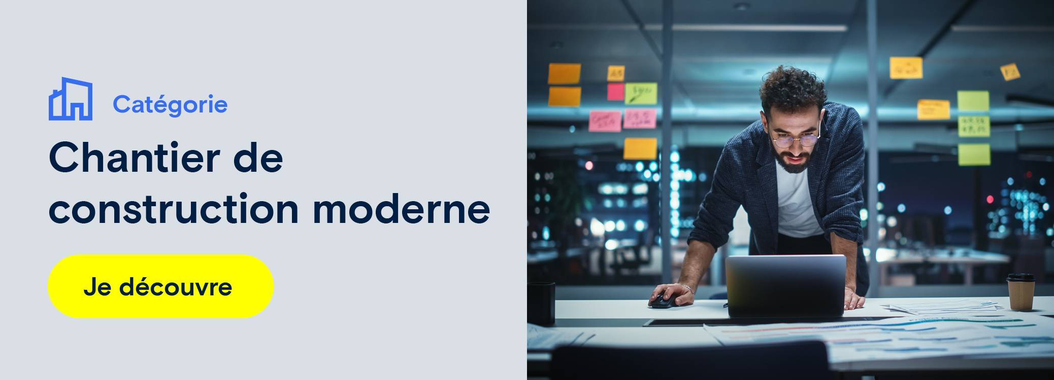 Sur l'image, on voit une publicité pour un bureau d'études moderne.