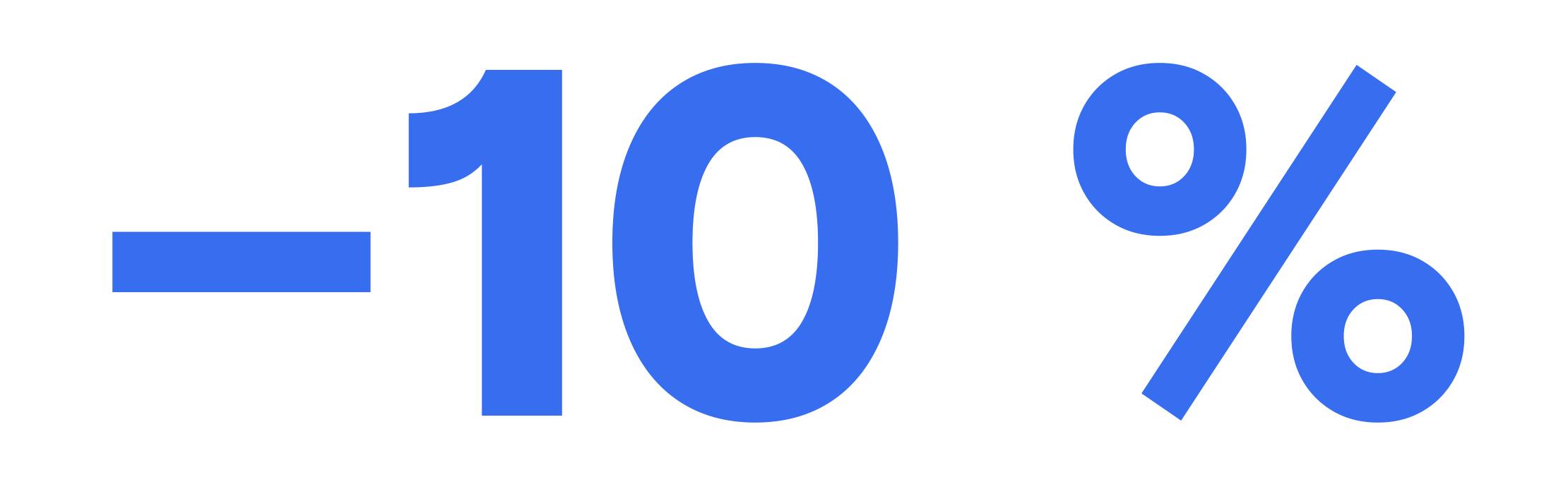 Grande inscription bleue « -10 % » sur fond clair.