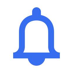 Icône bleue d'une cloche