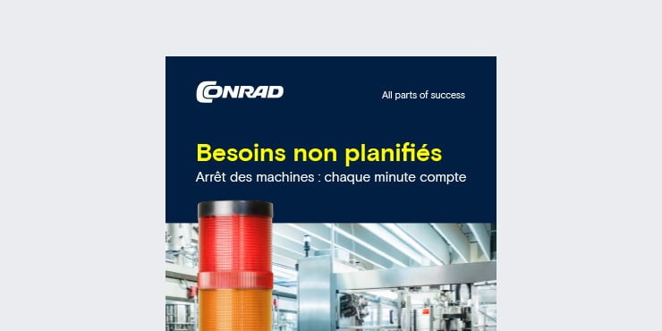 Page de titre du dépliant avec l'inscription Besoins non planifiés, arrêt des machines : chaque minute compte