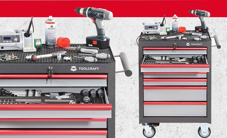 Zu TOOLCRAFT – Ensemble chariot Toolcraft 307 + caisse à outils Toolcraft 309