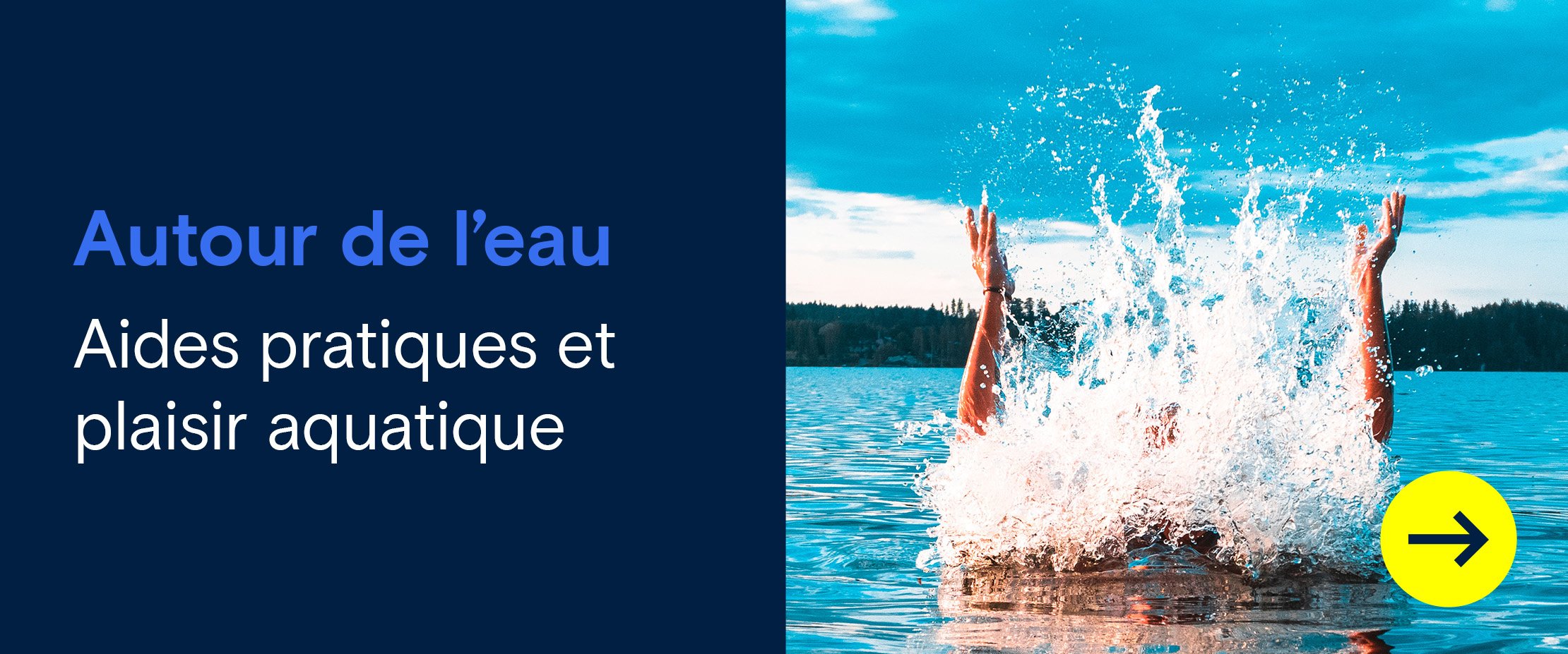 Une personne saute hors d’un lac les bras levés
