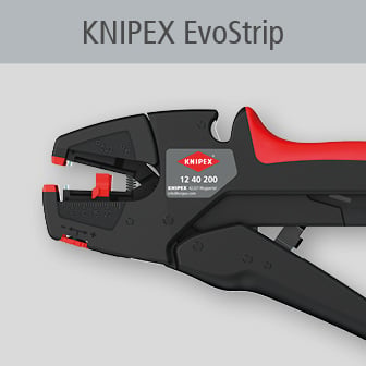 Knipex EvoStrip, crno-crveni alat za skidanje izolacije s žica.