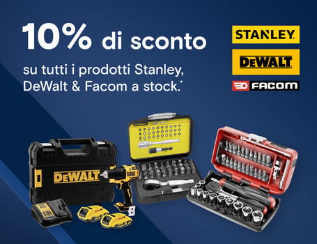 10% discount on Stanley, DeWalt & Facom*