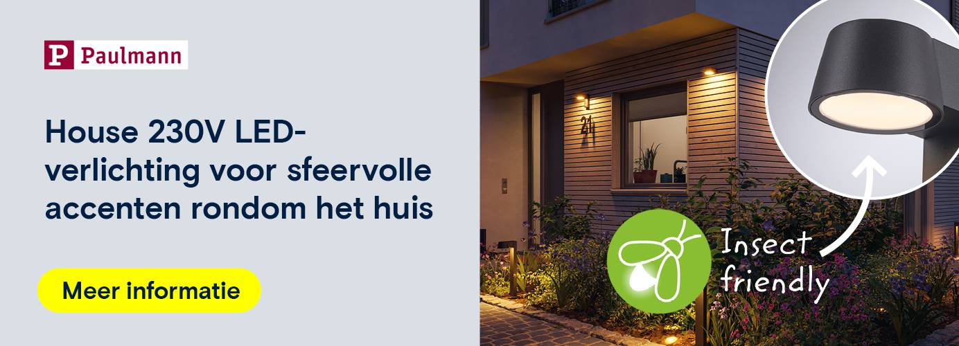  Paulmann adverteert “House230V” LED-armaturen voor huishoudelijke verlichting met de claim “Insectvriendelijk”.