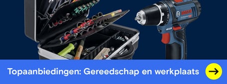 Divers gereedschap met een tekst voor topaanbiedingen