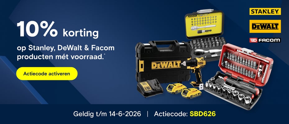 10% op Stanley, DeWalt en Facom