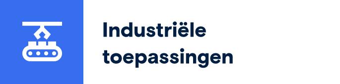 Wit symbool van een transportband op een blauw vierkant.