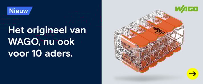 Promotie voor de nieuwe WAGO 221 connector, nu ook voor 10 aders.