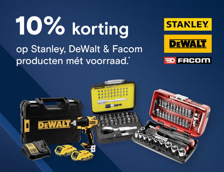 10% korting op Stanley, DeWalt & Facom*