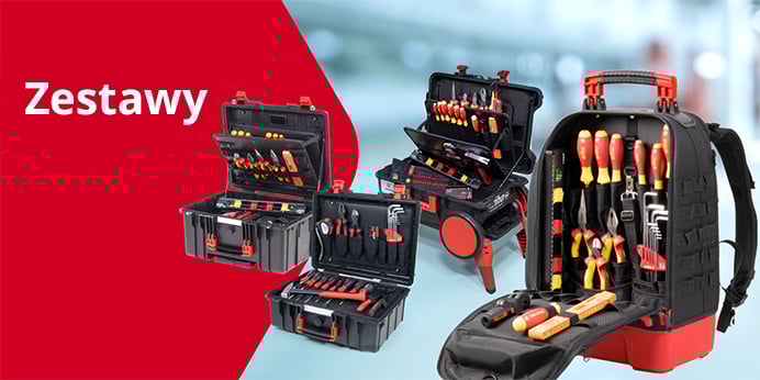 Zestaw Wiha z różnymi narzędziami w plecaku.