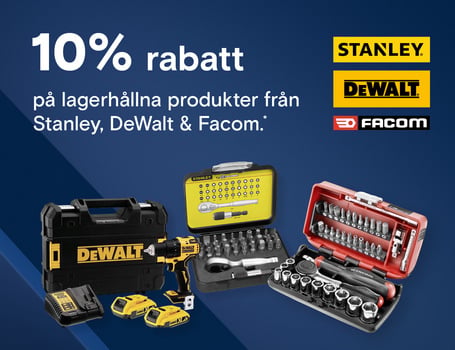 10% discount on Stanley, DeWalt & Facom*