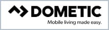 Markenlogo von Dometic Group mit einer grauen Umrandung. Linkt zum Dometic Group Markenshop
