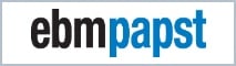 Markenlogo von EBM Papst mit einer grauen Umrandung. Linkt zum EBM Papst Markenshop