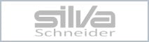 Logo der Marke silva Schneider, Schriftzug "silva Schneider" in grauer Schrift.