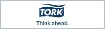 Markenlogo von TORK mit einer grauen Umrandung. Link zum TORK Markenshop